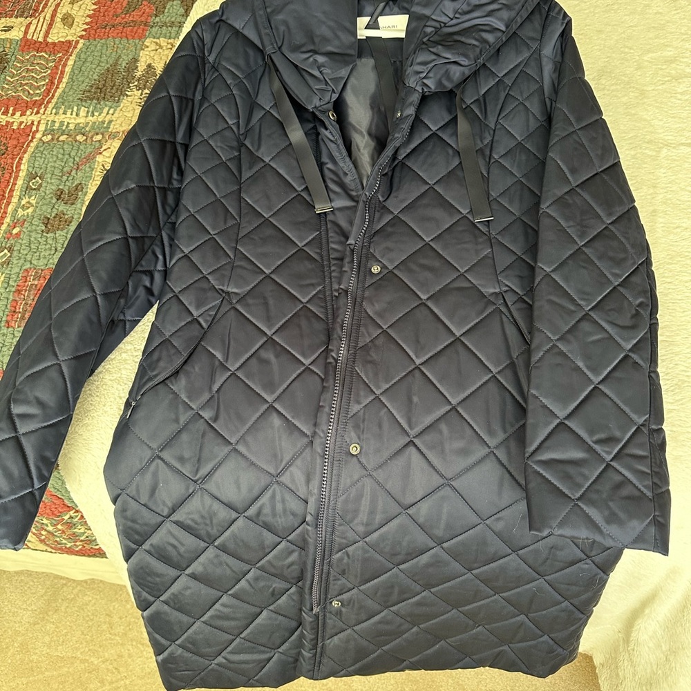 Tahari navy winter coat